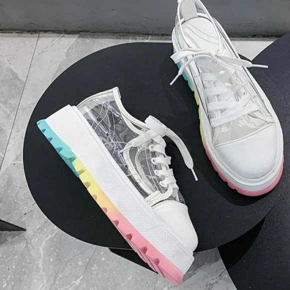 idk Shoes - Transparent Platform Rainbow Sole Sneaker